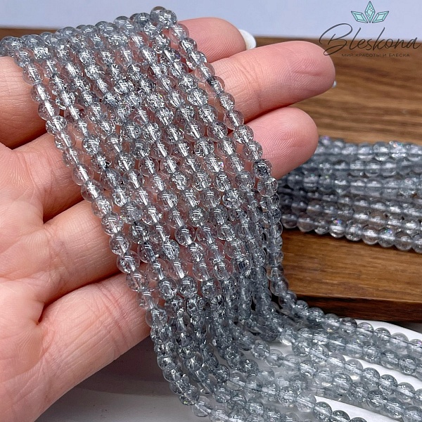 Кварц снежный светло- серый (имитация)  4 мм