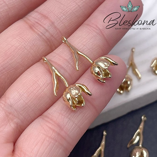 23*11 мм Цвет золото, Подвеска тюльпан 