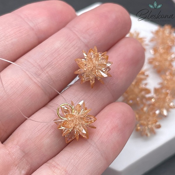 10*13 мм, Подвеска Циркон шампань ежик (кубический цирконий, фианит) 