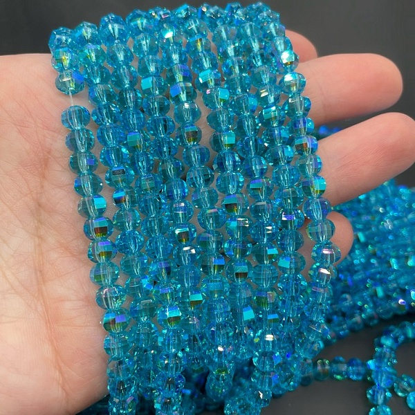 4,5*6 мм Стекло Lux, рондель прямоуг. огр.,цвет голубой с фиолетовым переливом