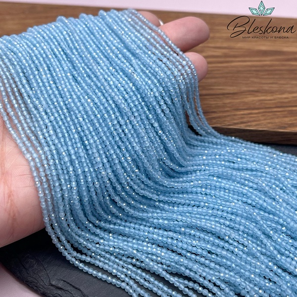 Кошачий глаз голубой микроогранка (имитация) 2 мм
