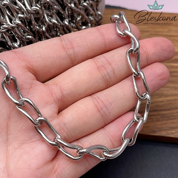 Цепь №105-4 цвет серебро 16*7 мм 