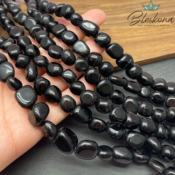 Обсидиан черный галтовка (9-13)*(9-12) мм