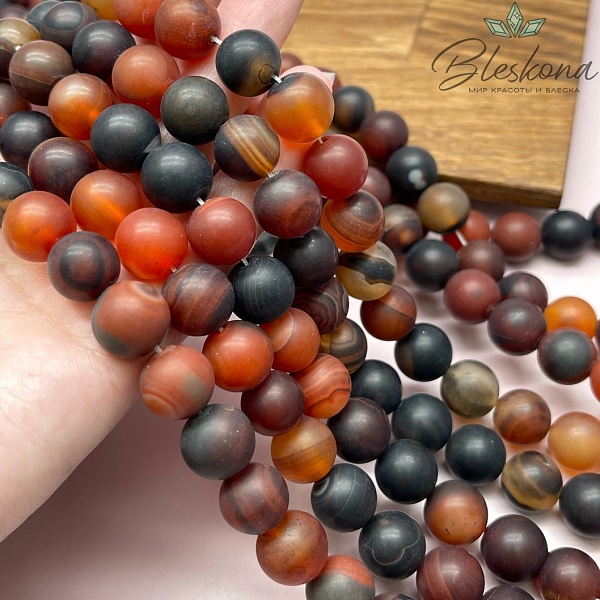 Сердолик черный матовый 12,5 мм