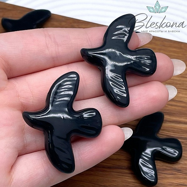 33*37 мм Керамика бусина Голубь черный (Птица)