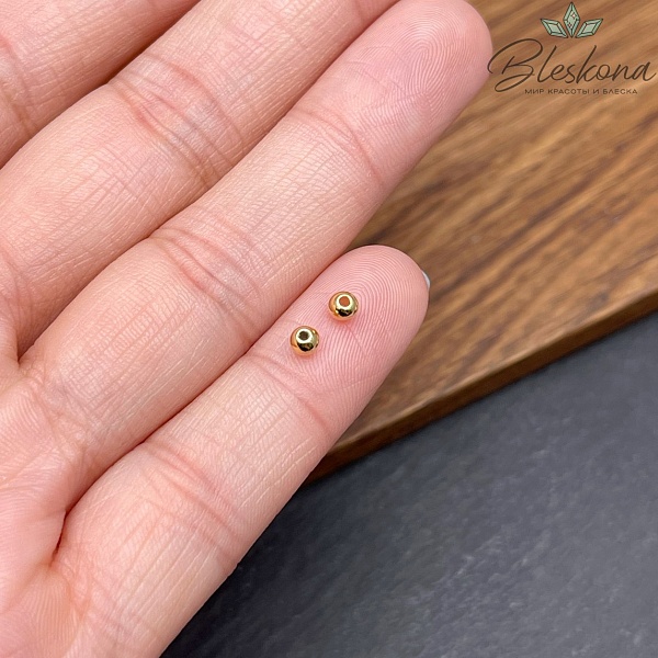 3 мм Цвет золото, Бусина гладкая уп. 10 шт. 