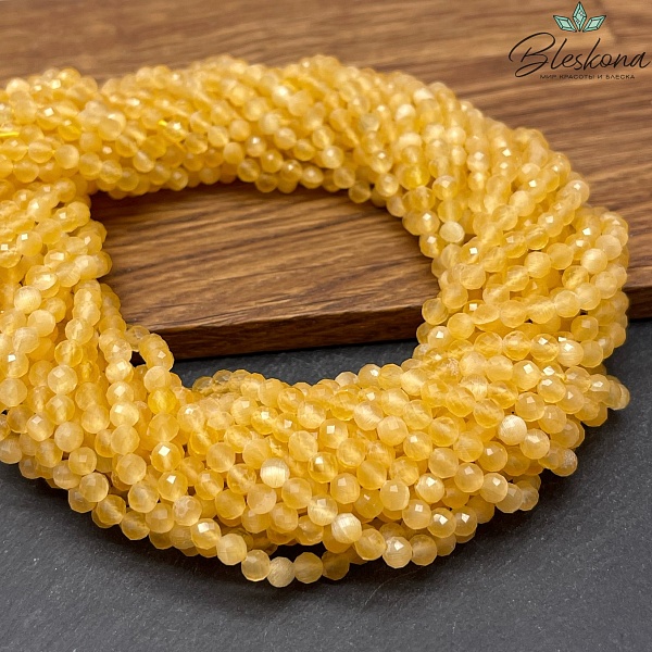 Кошачий глаз желтый микроогранка (имитация) 4 мм