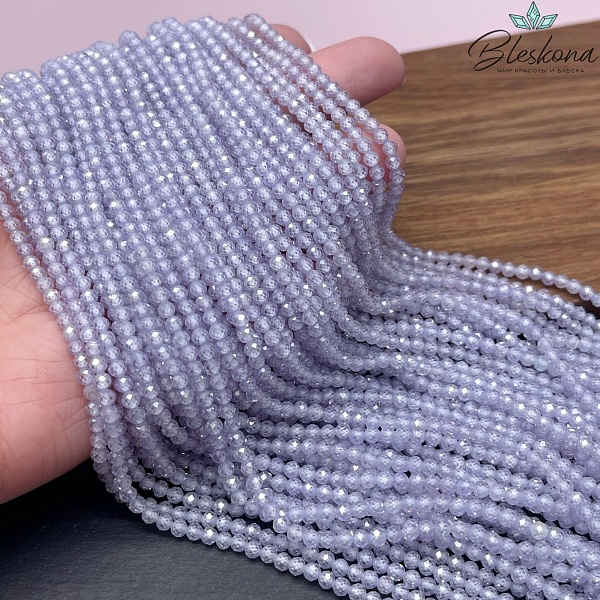 Циркон огранка светло-сиреневый 3 мм (кубический цирконий, фианит) 