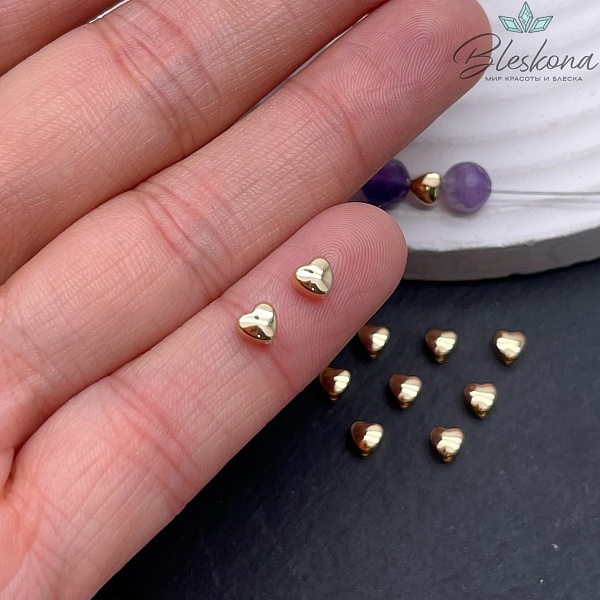 4 мм Цвет золото, Бусина Сердце малое 