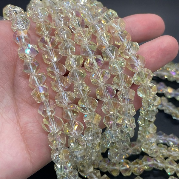 9,5 мм Стекло Lux, многоугольник, цвет песочный с переливом