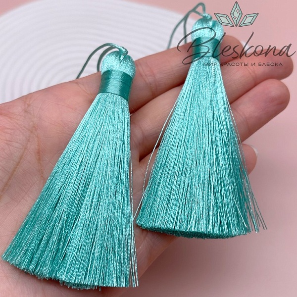 Кисть вискозный шелк Бирюзовая 8*1 см