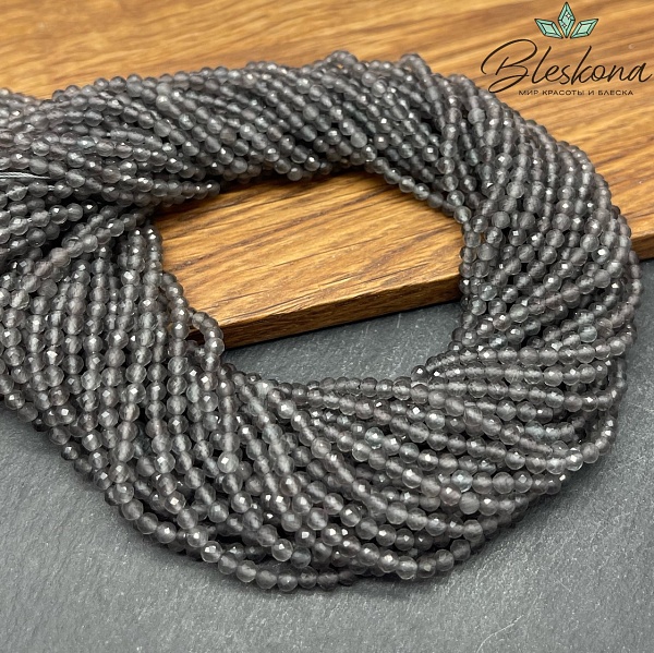 Кошачий глаз серый микроогранка (имитация) 3 мм