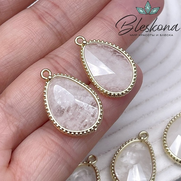 14,4*23мм, цвет золото ,Подвеска капля Горный хрусталь