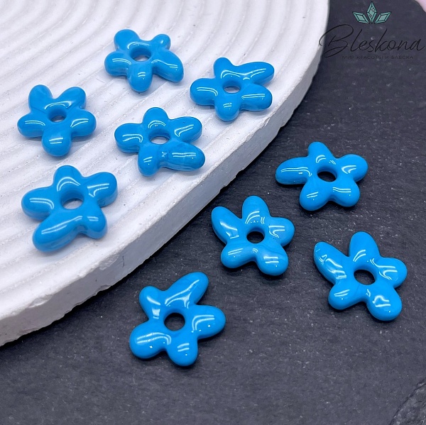 20*16 мм Подвеска цветок голубой