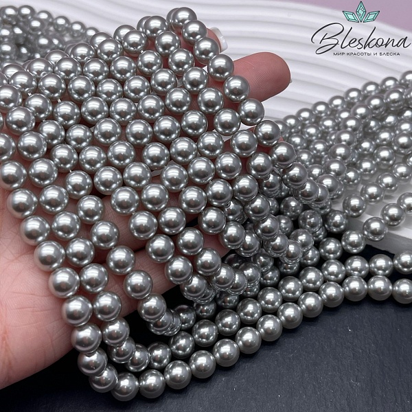 Жемчуг Майорка цвет светло - серый №1 8 мм