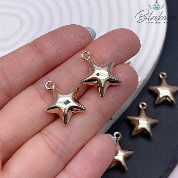 19*16мм Цвет золото, Подвеска звезда объемная