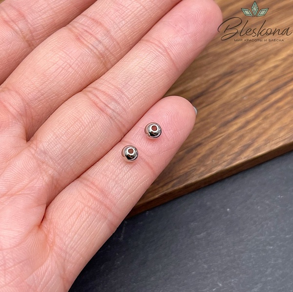 4 мм Цвет серебро, Бусина гладкая уп. 10 шт. 