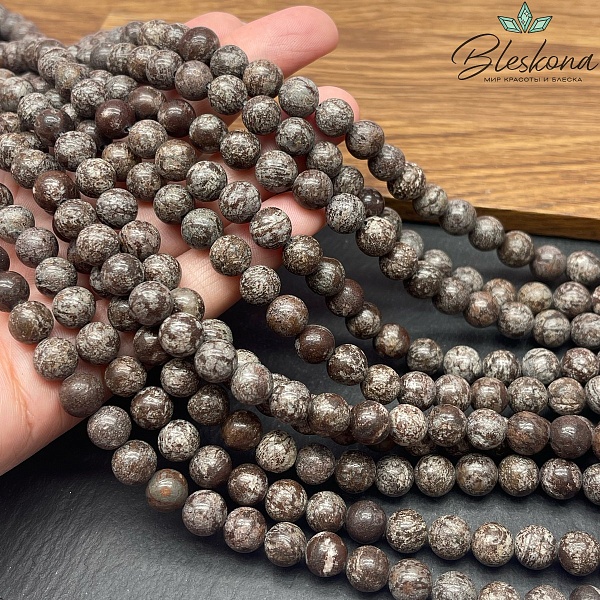 Обсидиан снежный коричневый 8 мм