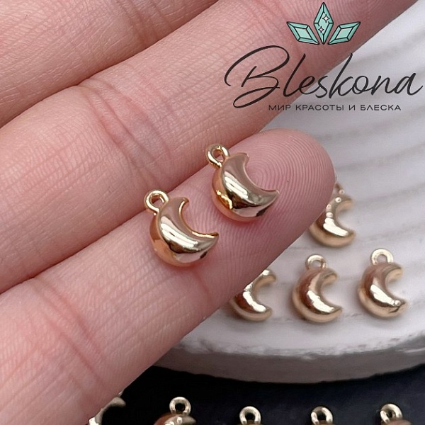 9*6 мм Цвет золото, Подвеска полумесяц гладкий