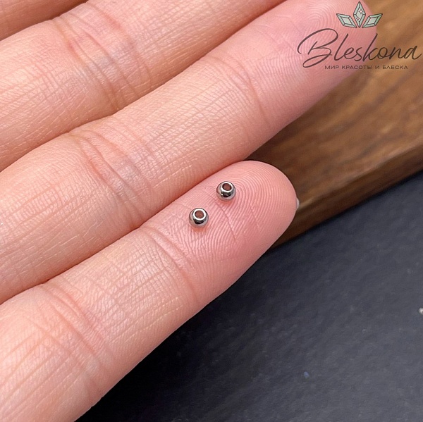 Бусина сталь круглая гладкая, цвет серебро 2,5 мм уп.10 шт