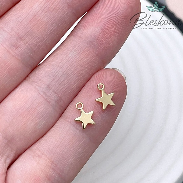 7,2*5,5 мм Цвет золото, Подвеска мини звезда гладкая Люкс