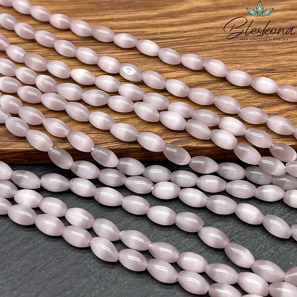 Кошачий глаз лавандовый рис (имитация) 9*5 мм