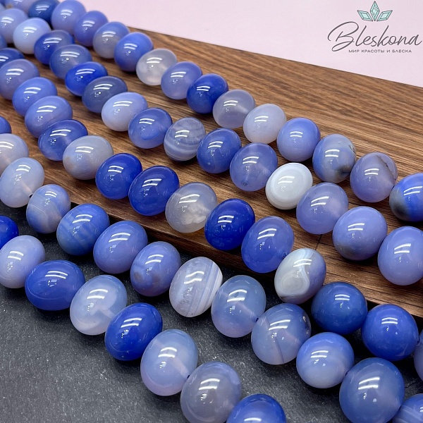 Агат синий №1 (тонированный) галтовка 15*18 мм
