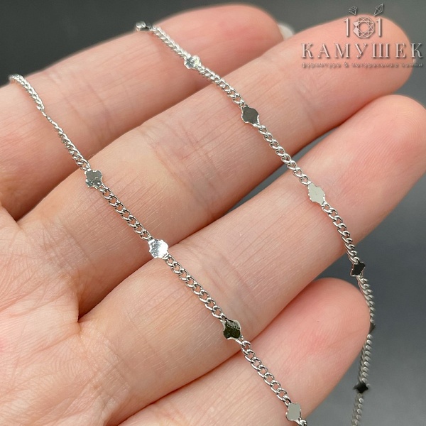 Цепь №24 цвет серебро 2*1,5 мм клевер