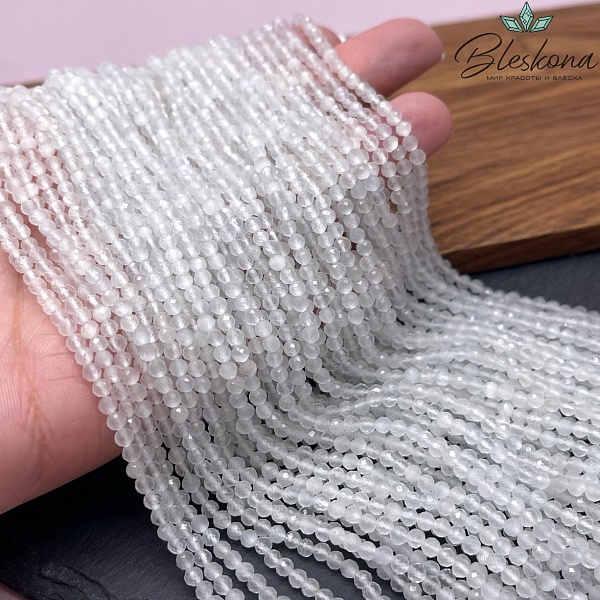 Кошачий глаз белый микроогранка (имитация) 3 мм