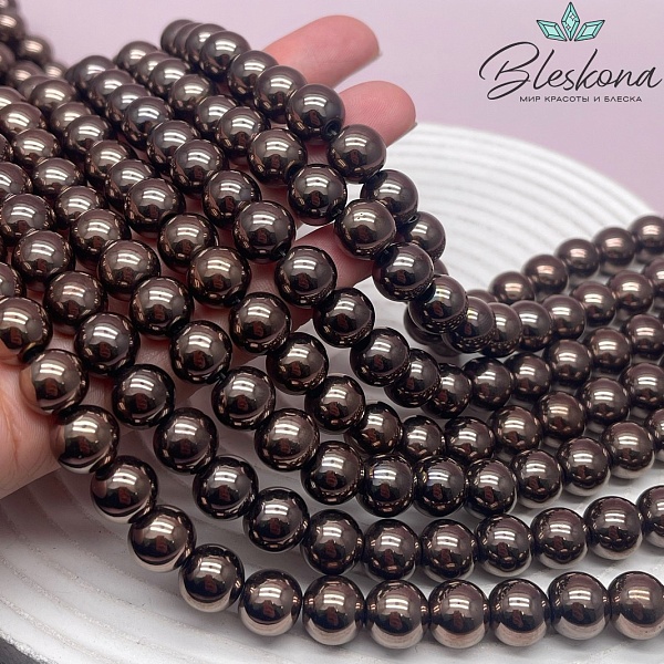 10 мм Гематин имитация, цвет коричневый №1 (шоколадный)