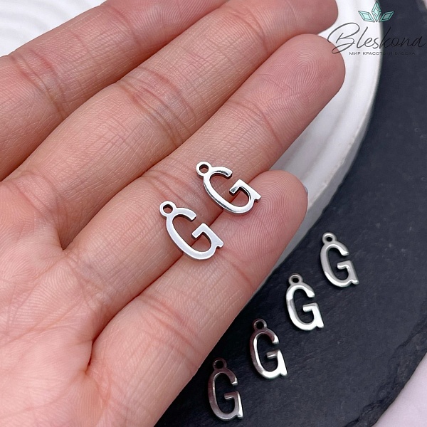 12 мм Цвет серебро, Буква G основа сталь 