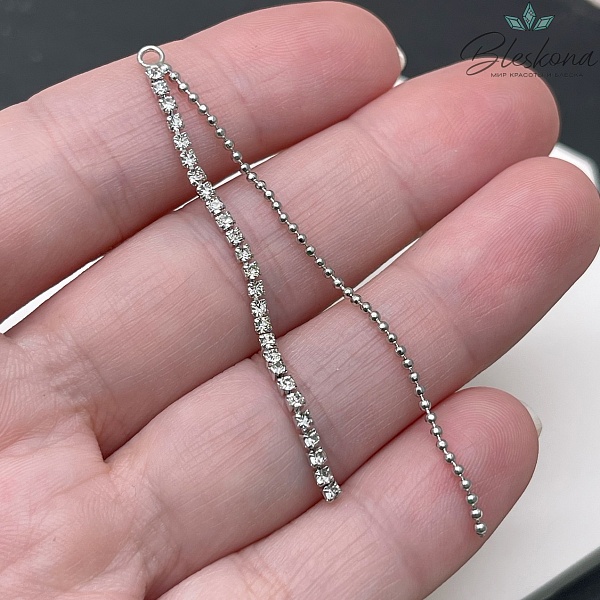 65*3 мм Цвет серебро, Подвеска шторка цепочка F090481