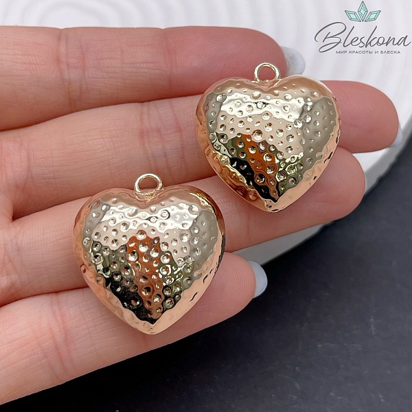 26мм, цвет золото, Подвеска сердце точки 