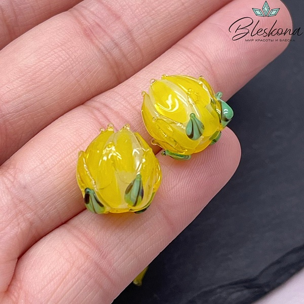 14 мм Бусина бутон желтый