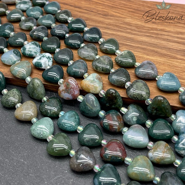 Сердца Агат индийский 14,5*14,5*6,5 мм