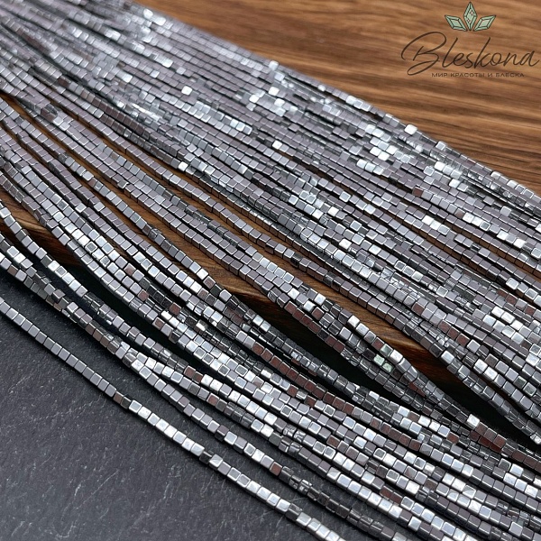 1,5мм Гематин имитация, цвет темное серебро, куб