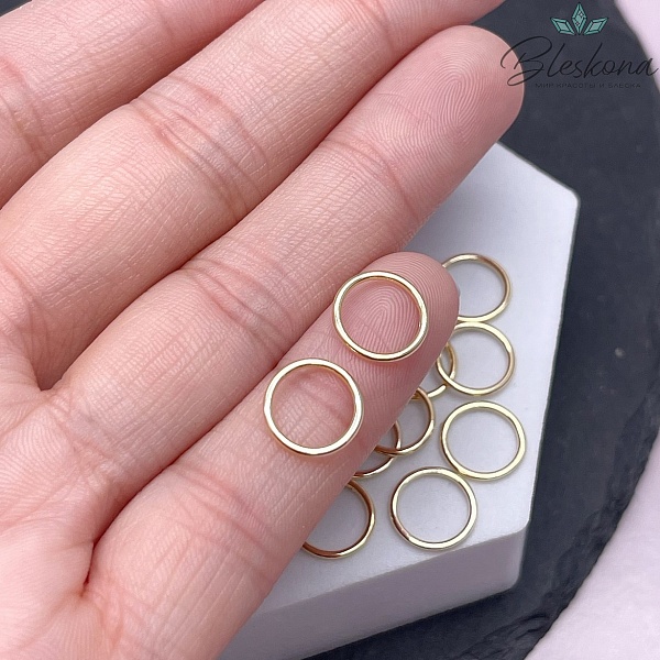 Колечки неразъемные, цвет золото уп.1 гр 10*1 мм 