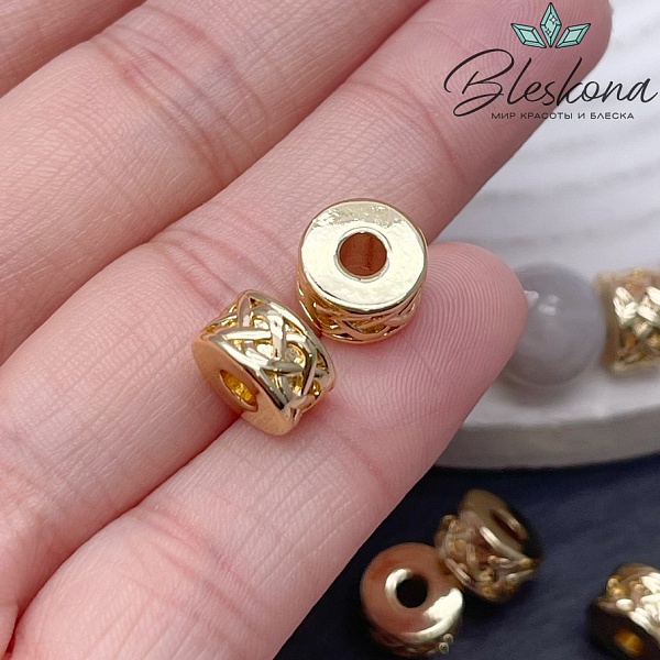 10*6 мм Цвет золото, Бусина цилиндр косичка 