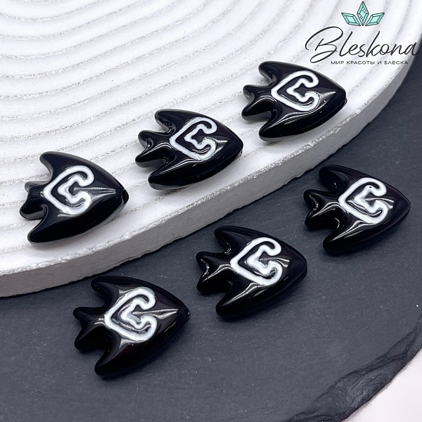 19,5*22 мм Бусина Рыбка черная