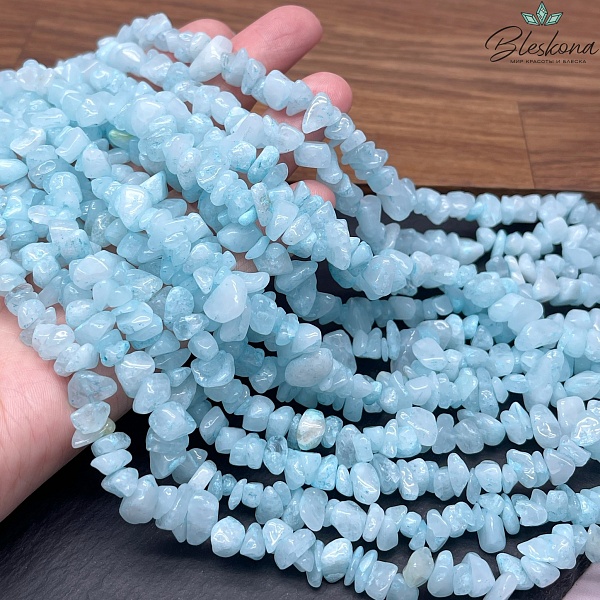 Крошка Кварц голубой (тонированный) №1 ширина бусин ~ 7-9 мм