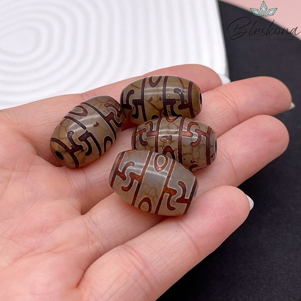 Бусина Дзи Пурба (Пхурба) серо-коричневый бочонок 22*15 мм