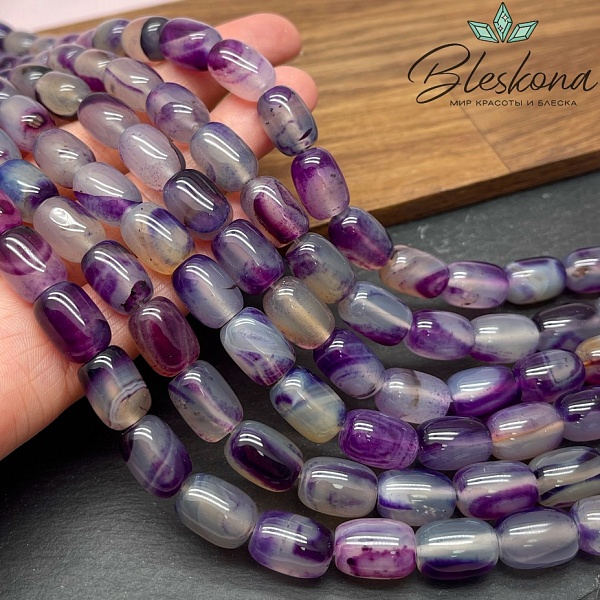 Агат серо- фиолетовый бочата 14*10 мм
