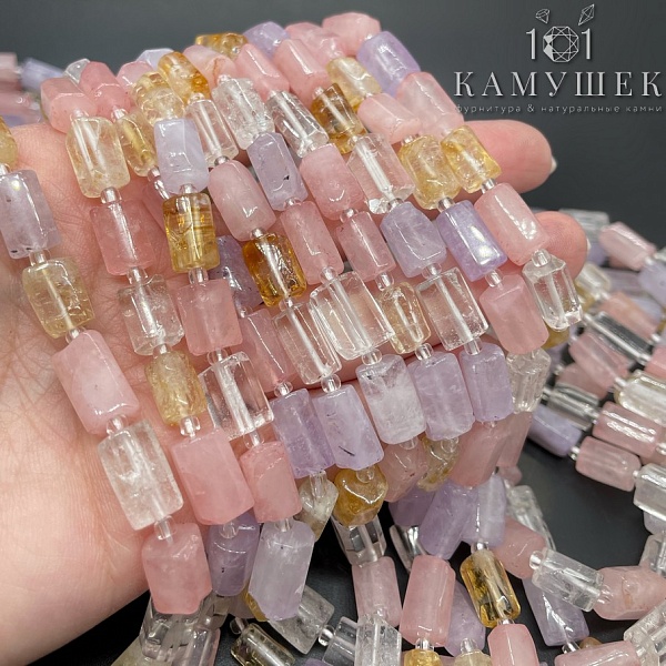 Микс кварцев фриформ цилиндр огранка (12-13)*(7-7,5)мм 