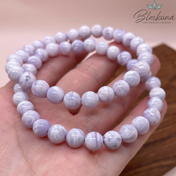 Лунный Лавандовый кварц (Лавандовая Луна)  7,5-8 мм сет 18 см