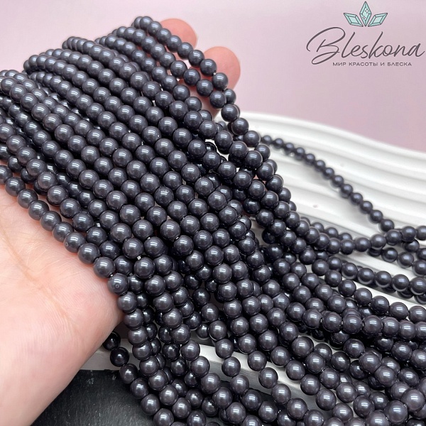 Жемчуг Майорка цвет темно-серый 5 мм