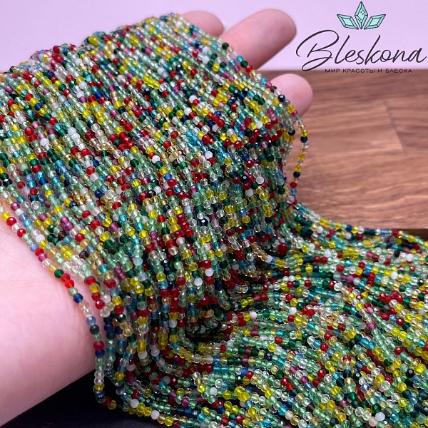 2 мм Бусины стекло микс алмазная огранка