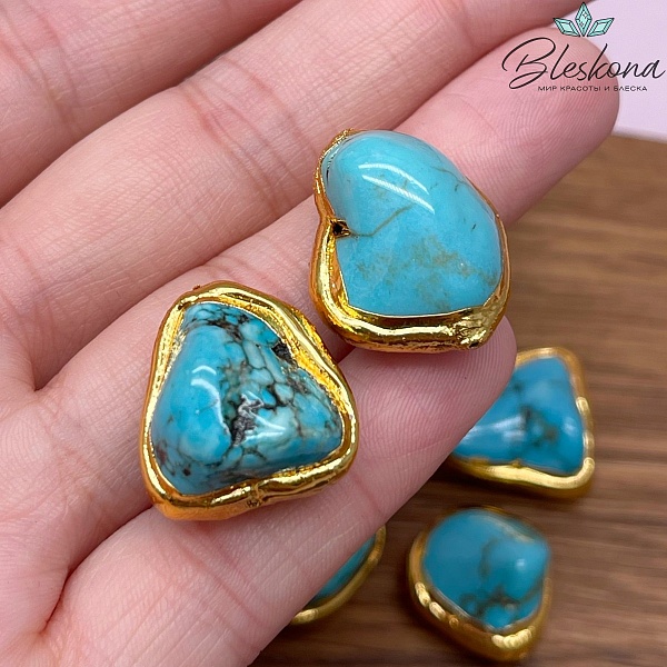 25*18 мм Цвет золото, Бусина Магнезит фриформ в обрамлении