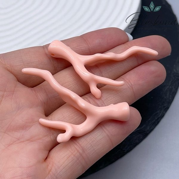 46*32 мм Подвеска ветка коралла бледно-розовая