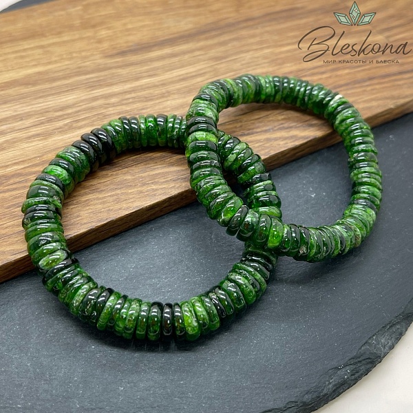 Диопсид рондель 9,5-10 мм сет 18 см