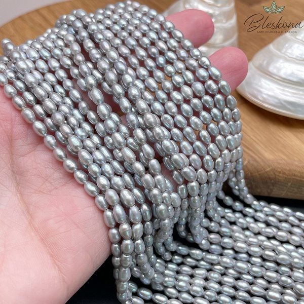 Жемчуг рис серый 3,3-3,8 мм